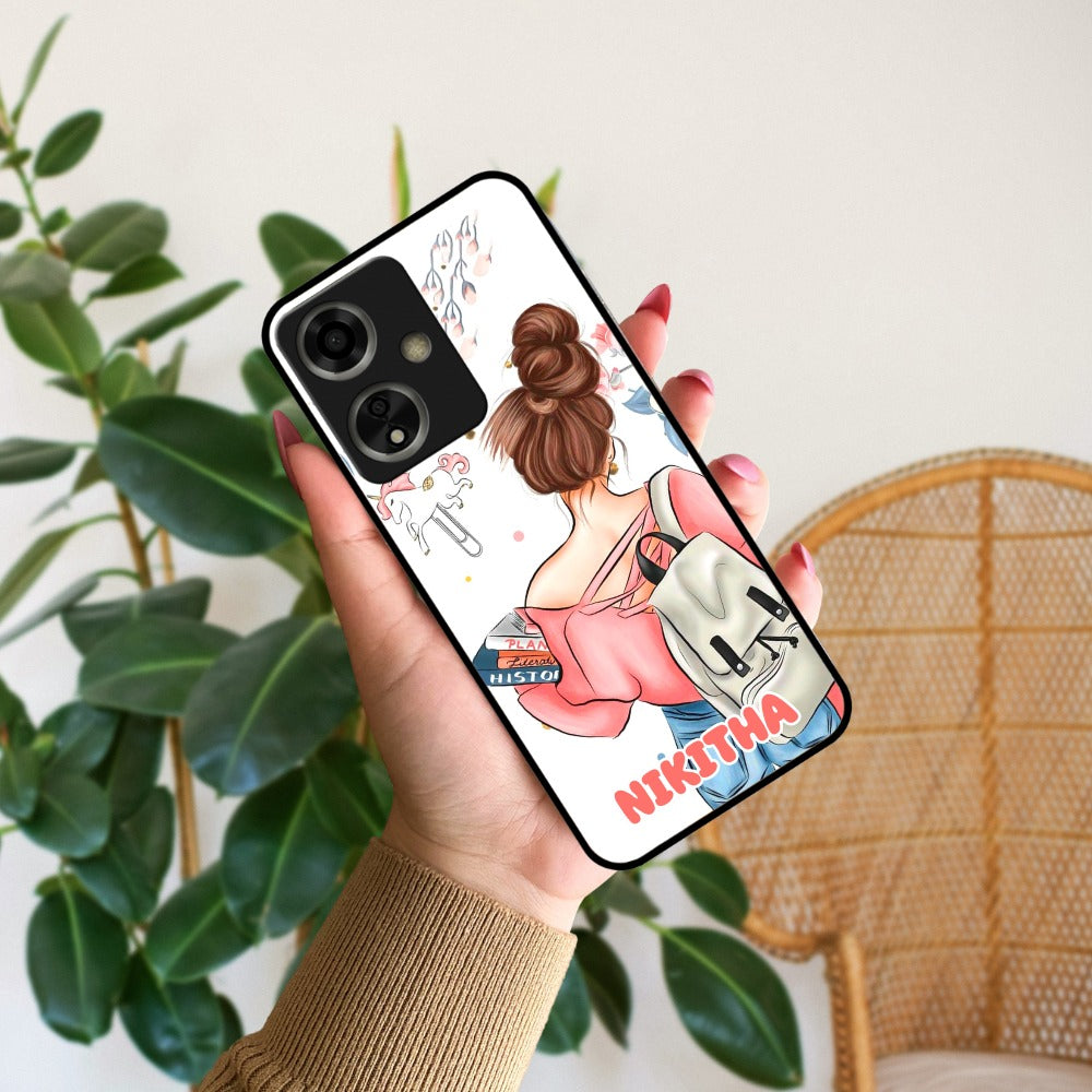 Girl With Book Glossy Metal Case Cover For Oppo