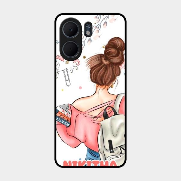 Girl With Book Glossy Metal Case Cover For Oppo A5X 5G