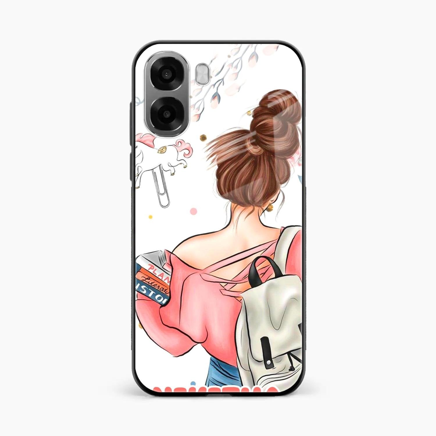 Girl With Book Glossy Metal Case Cover For Oppo A6X 5G