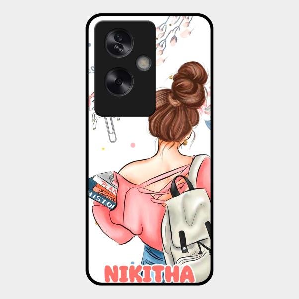 Girl With Book Glossy Metal Case Cover For Oppo A79 5G
