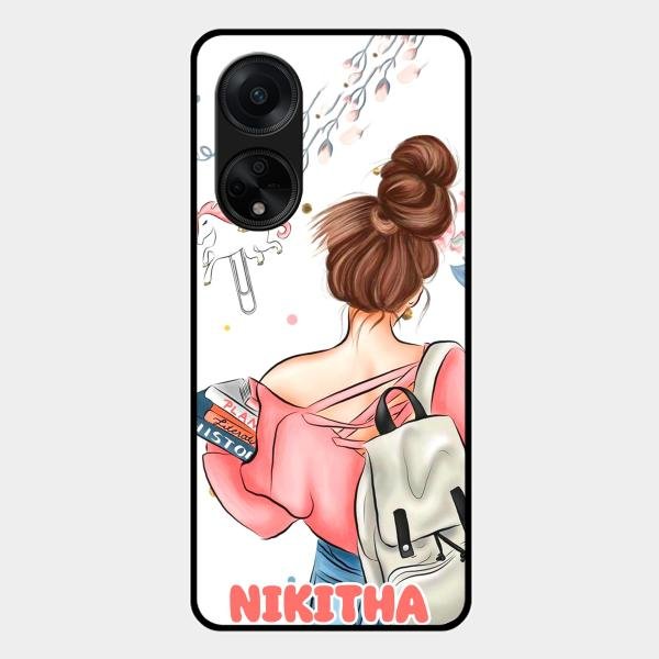 Girl With Book Glossy Metal Case Cover For Oppo F23 5G