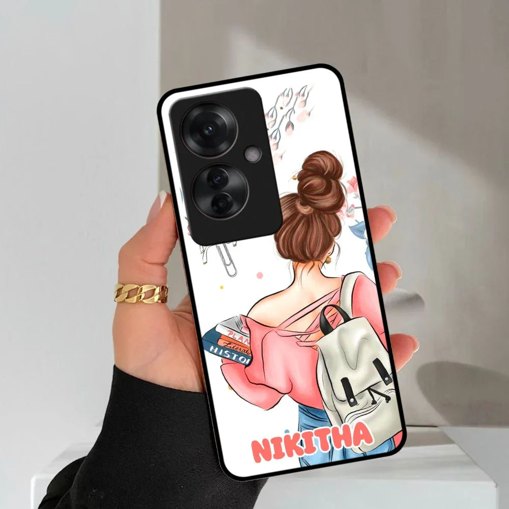 Girl With Book Glossy Metal Case Cover For Oppo - ShopOnCliQ