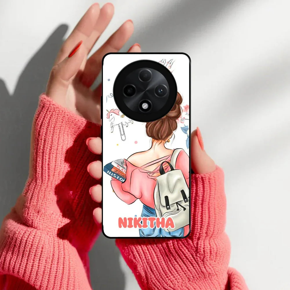 Girl With Book Glossy Metal Case Cover For Oppo - ShopOnCliQ