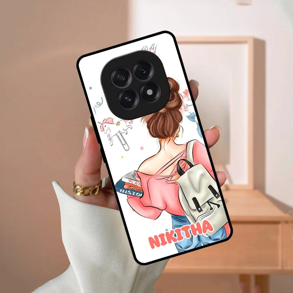 Girl With Book Glossy Metal Case Cover For Oppo - ShopOnCliQ