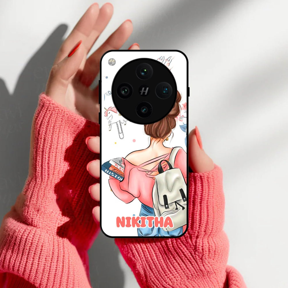 Girl With Book Glossy Metal Case Cover For Oppo