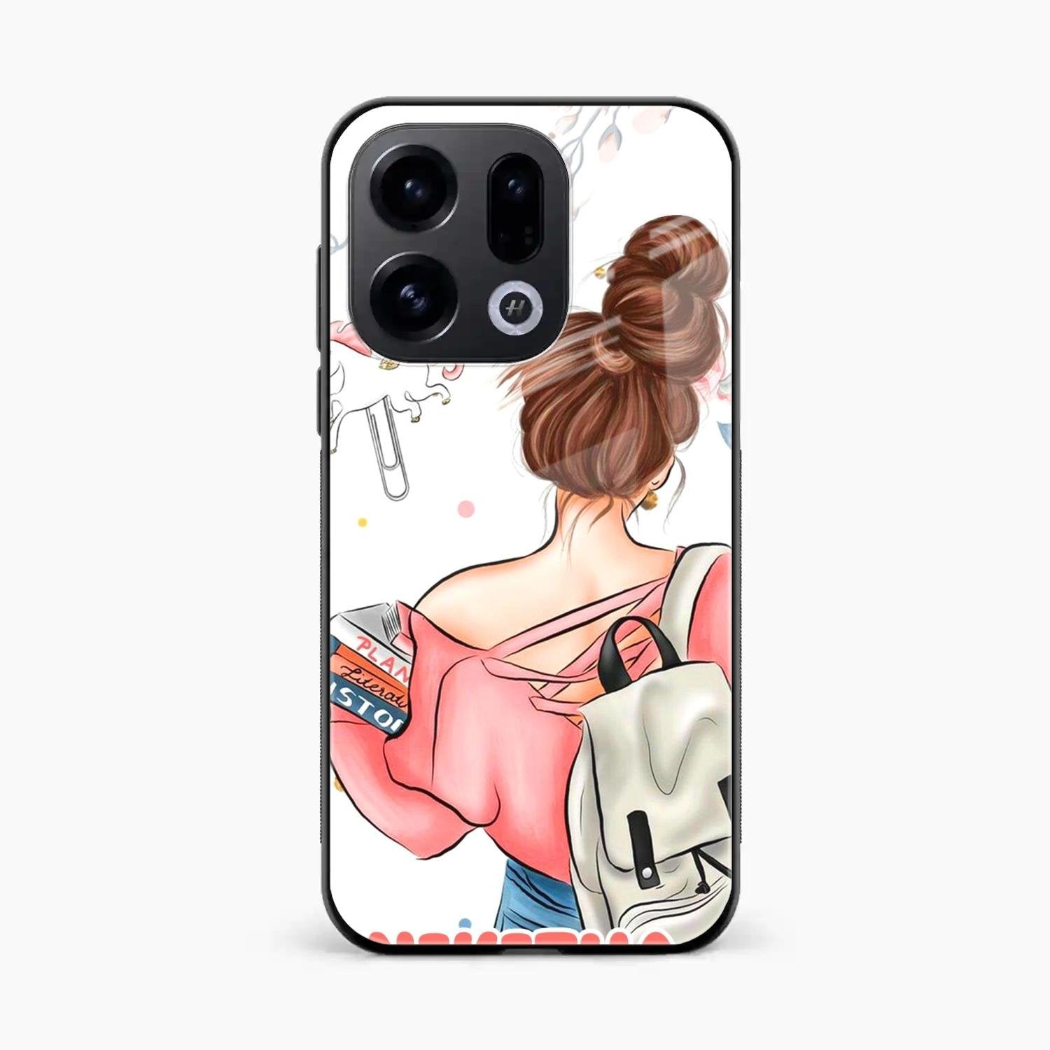 Girl With Book Glossy Metal Case Cover For Oppo Find X9 5G