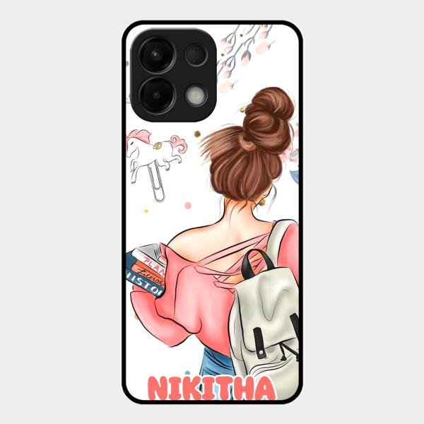 Girl With Book Glossy Metal Case Cover For Oppo K13 5G