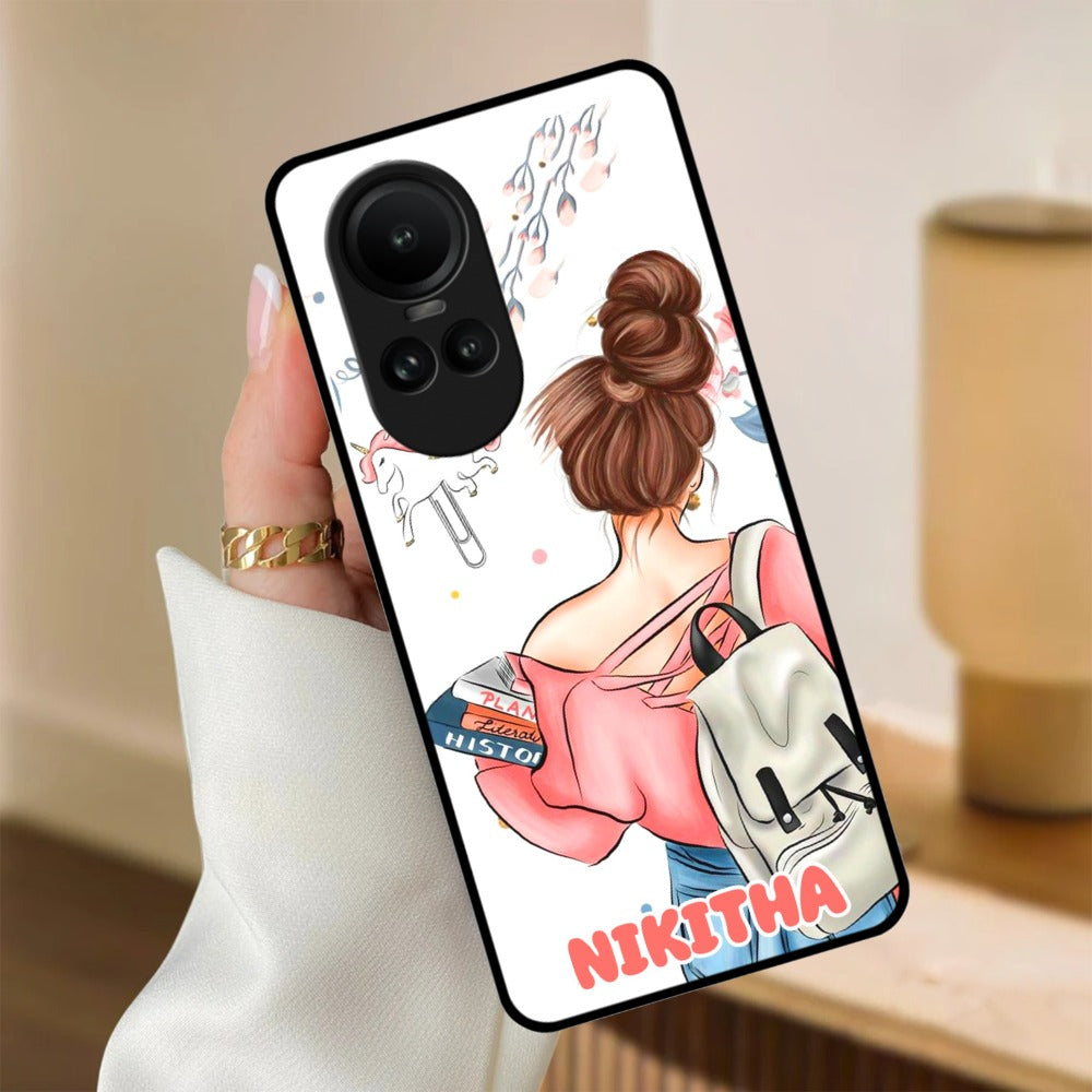 Girl With Book Glossy Metal Case Cover For Oppo