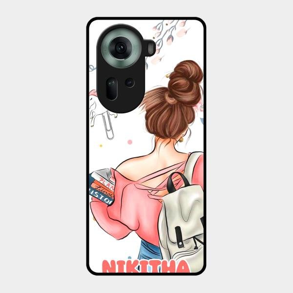 Girl With Book Glossy Metal Case Cover For Oppo Reno 11 5G