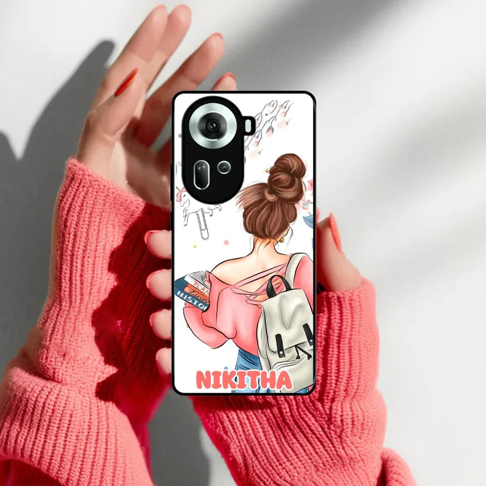 Girl With Book Glossy Metal Case Cover For Oppo - ShopOnCliQ