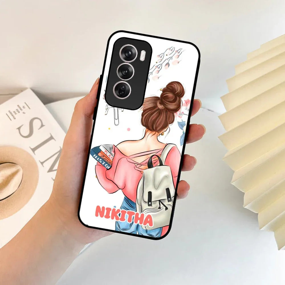 Girl With Book Glossy Metal Case Cover For Oppo - ShopOnCliQ