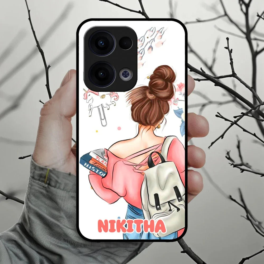 Girl With Book Glossy Metal Case Cover For Oppo - ShopOnCliQ