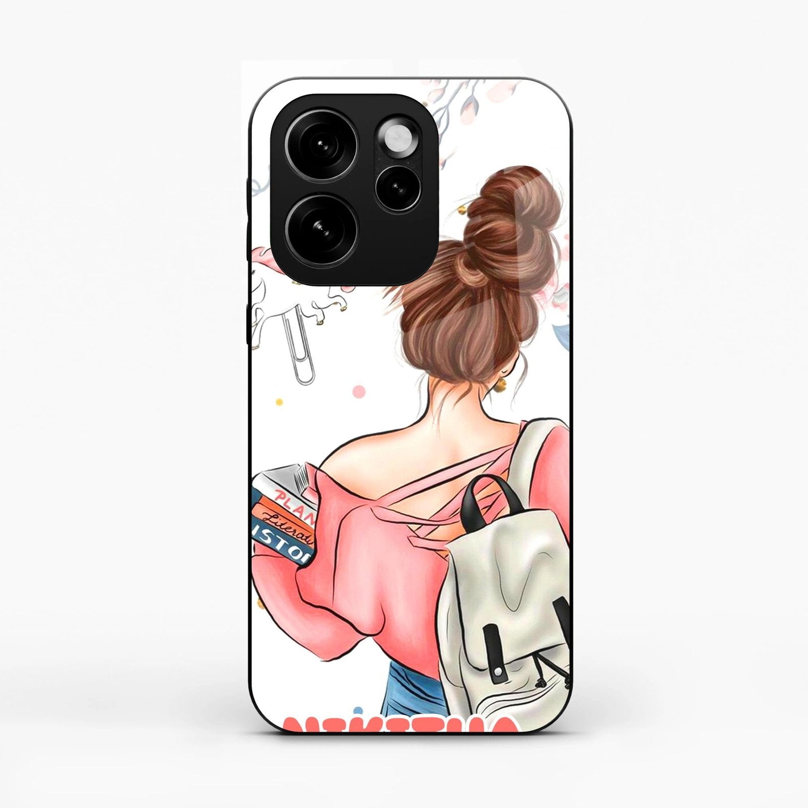 Girl With Book Glossy Metal Case Cover For Oppo Reno 15 Pro 5G