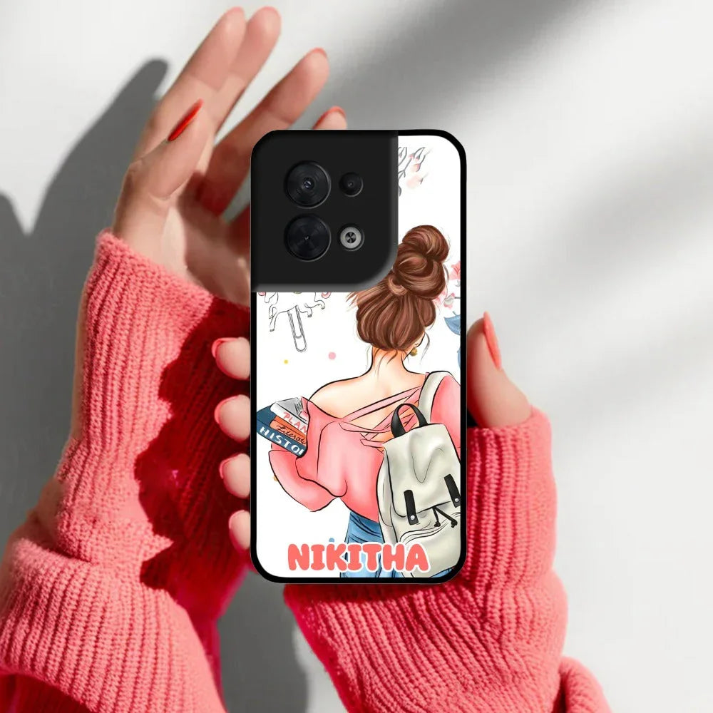 Girl With Book Glossy Metal Case Cover For Oppo - ShopOnCliQ