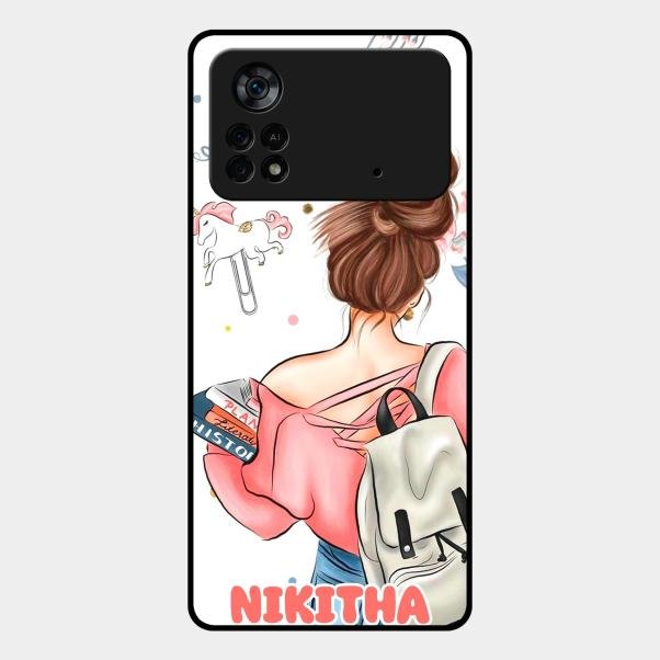 Girl With Book Glossy Metal Case Cover For Poco X4 Pro 5G