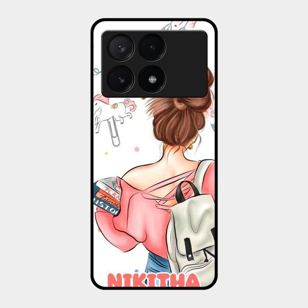 Girl With Book Glossy Metal Case Cover For Poco X6 Pro 5G