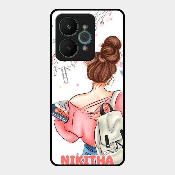 Girl With Book Glossy Metal Case Cover For Realme 15 5G