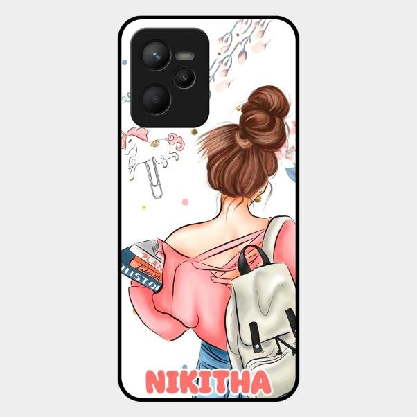 Girl With Book Glossy Metal Case Cover For Realme C35