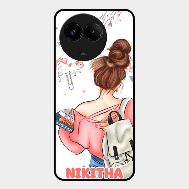 Girl With Book Glossy Metal Case Cover For Realme C67 5G