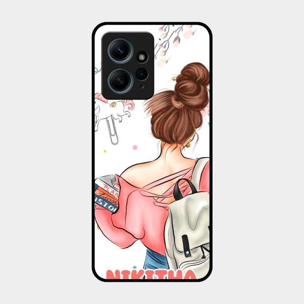 Girl With Book Glossy Metal Case Cover For Redmi Note 12 4G