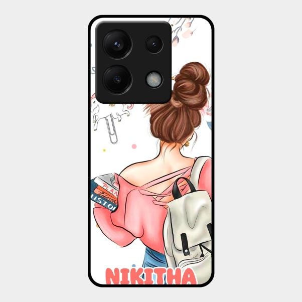 Girl With Book Glossy Metal Case Cover For Redmi Note 13 Pro 5G