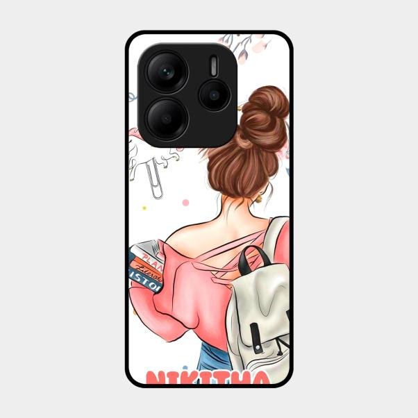 Girl With Book Glossy Metal Case Cover For Redmi Note 14 Se 5G