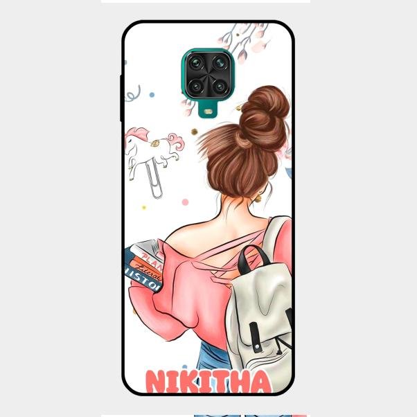 Girl With Book Glossy Metal Case Cover For Redmi Note 9 Pro Max