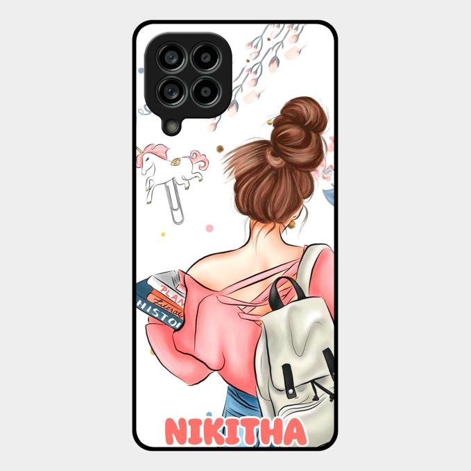 Girl With Book Glossy Metal Case Cover For Samsung Galaxy M53 5G