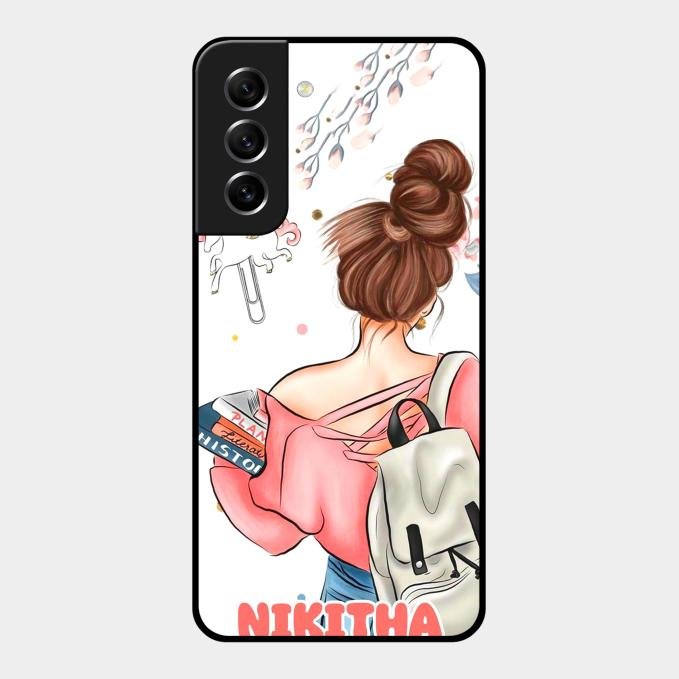 Girl With Book Glossy Metal Case Cover For Samsung Galaxy S21 Fe 5G