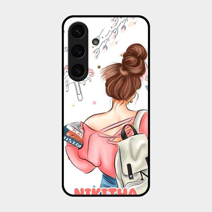 Girl With Book Glossy Metal Case Cover For Samsung Galaxy S24 Fe 5G
