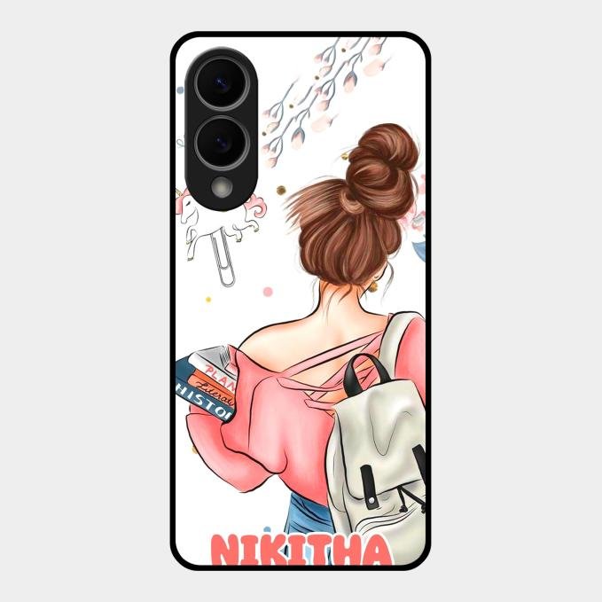 Girl With Book Glossy Metal Case Cover For Samsung Galaxy S25 Edge 5G