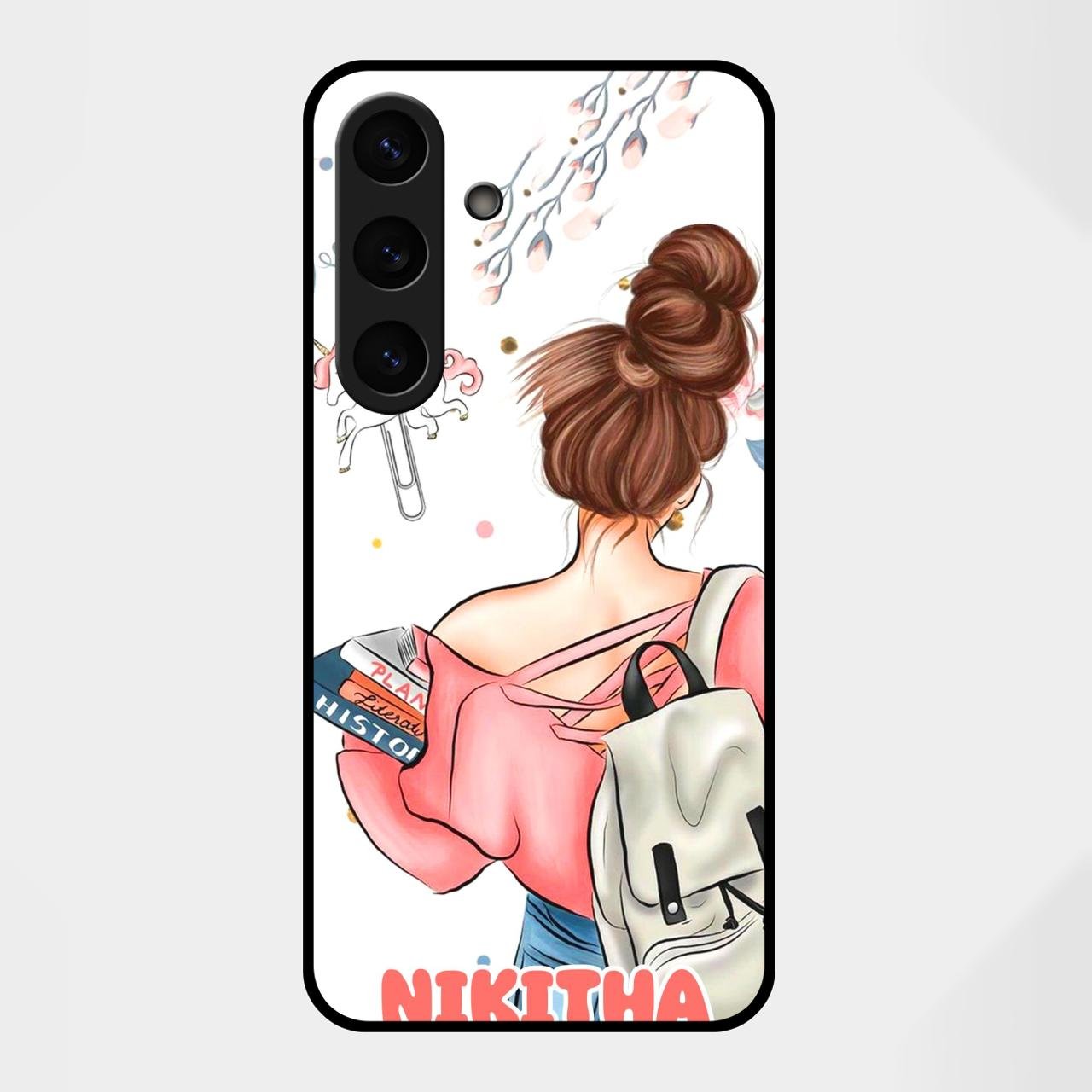 Girl With Book Glossy Metal Case Cover For Samsung Galaxy S25 FE 5G