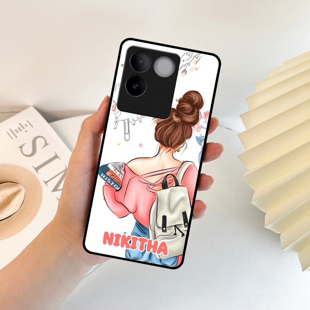 Girl With Book Glossy Metal Case Cover For Vivo