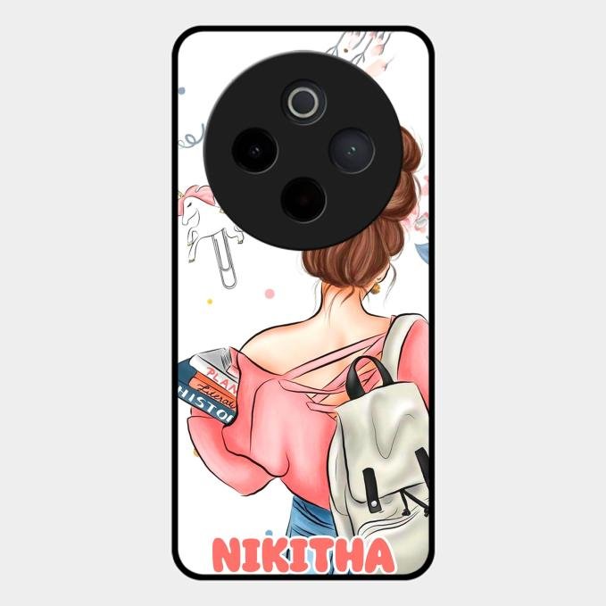 Girl With Book Glossy Metal Case Cover For Vivo T4 5G