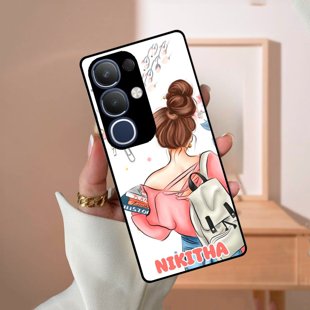 Girl With Book Glossy Metal Case Cover For Vivo