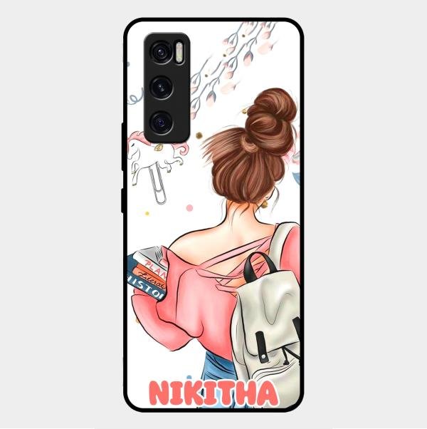 Girl With Book Glossy Metal Case Cover For Vivo V20 Se