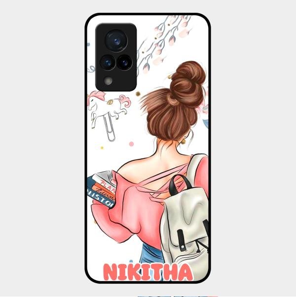Girl With Book Glossy Metal Case Cover For Vivo V21 5G