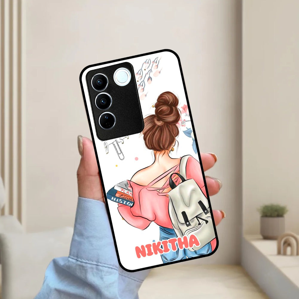 Girl With Book Glossy Metal Case Cover For Vivo