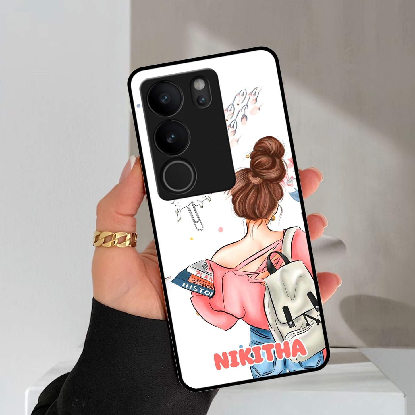 Girl With Book Glossy Metal Case Cover For Vivo