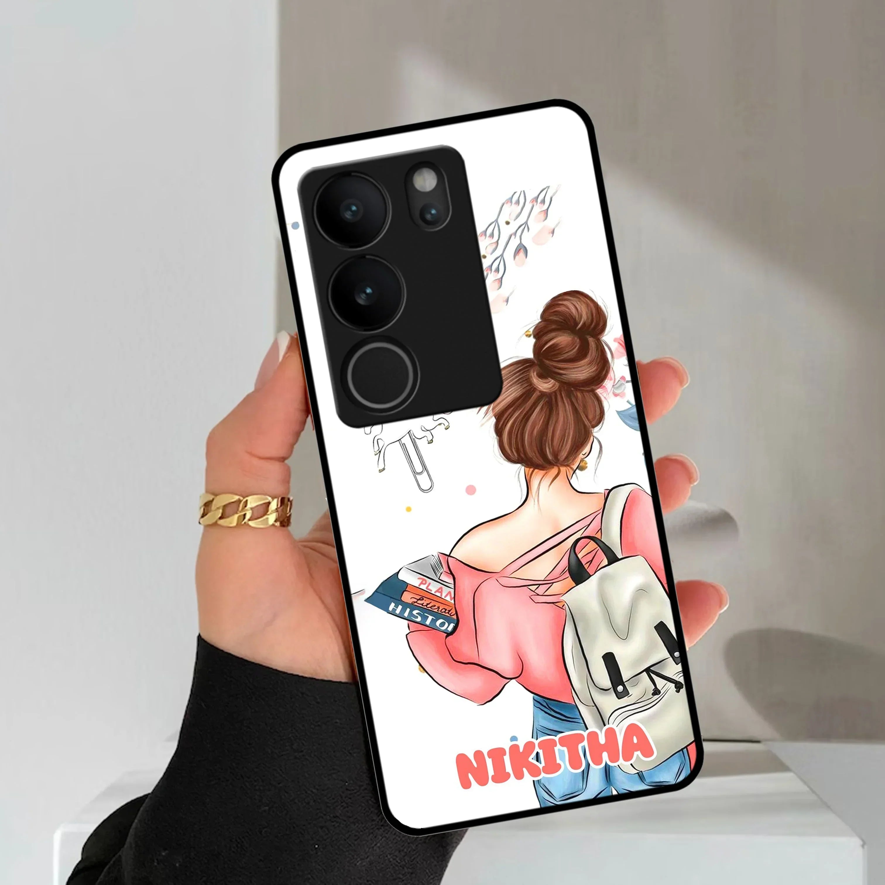 Girl With Book Glossy Metal Case Cover For Vivo - ShopOnCliQ