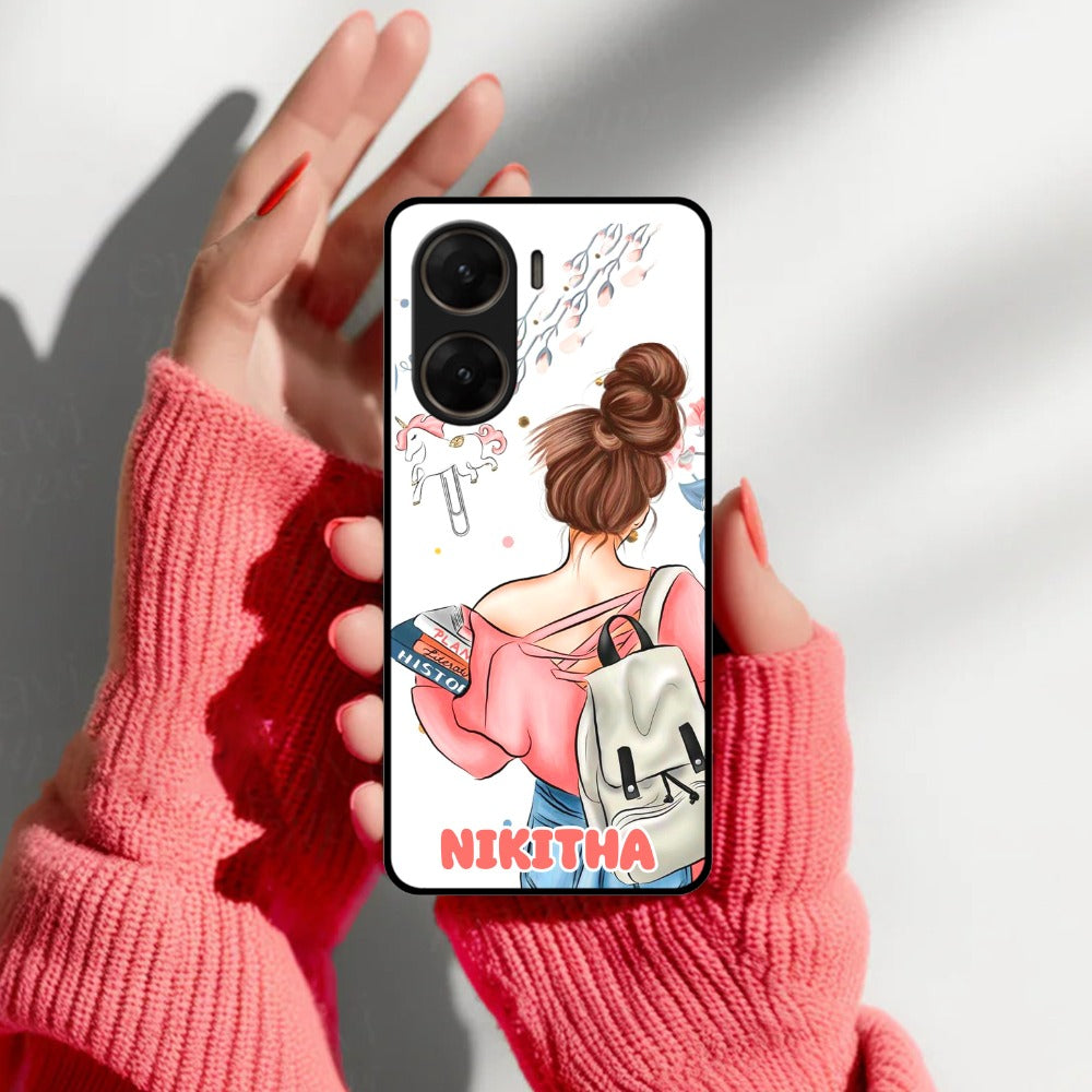 Girl With Book Glossy Metal Case Cover For Vivo