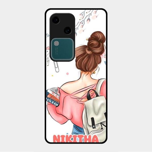 Girl With Book Glossy Metal Case Cover For Vivo V30 5G