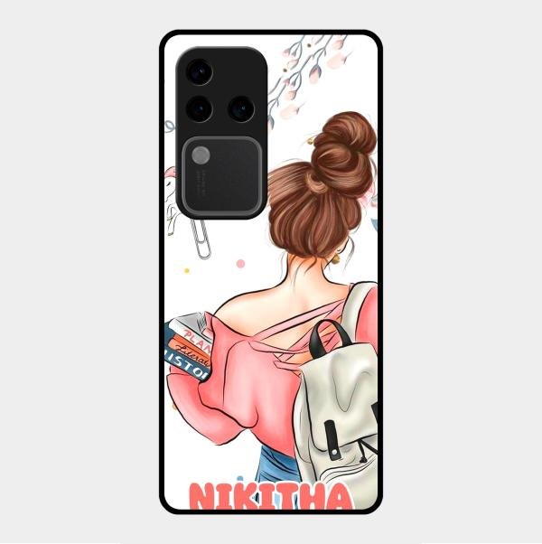 Girl With Book Glossy Metal Case Cover For Vivo V30 Pro 5G