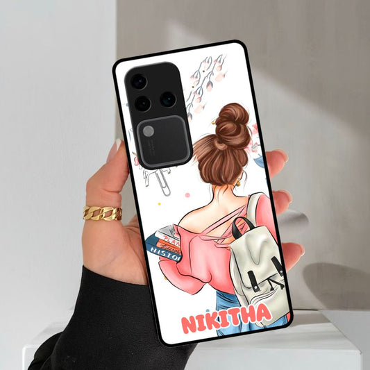 Girl With Book Glossy Metal Case Cover For Vivo