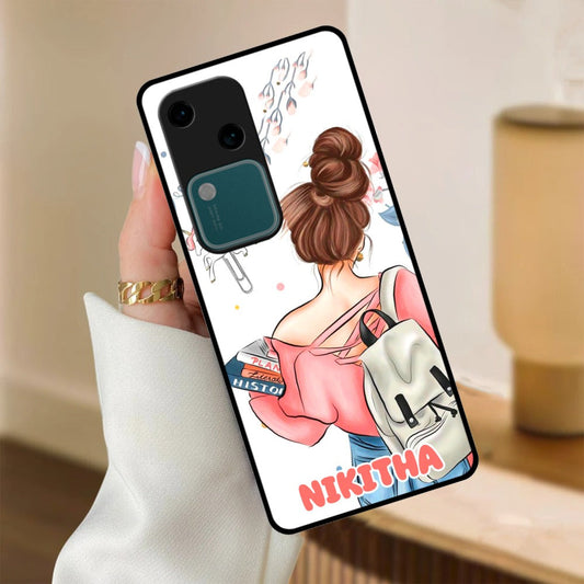 Girl With Book Glossy Metal Case Cover For Vivo