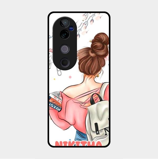 Girl With Book Glossy Metal Case Cover For Vivo V40 Pro 5G