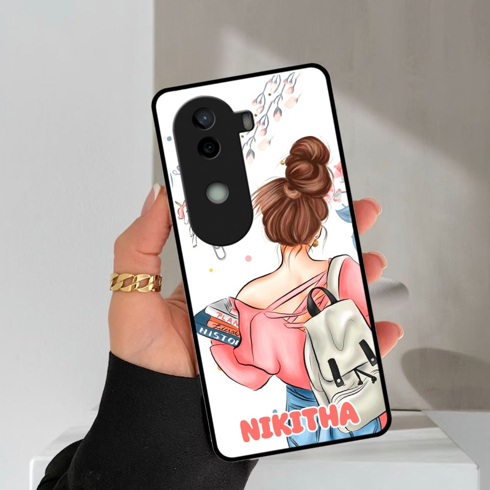 Girl With Book Glossy Metal Case Cover For Vivo