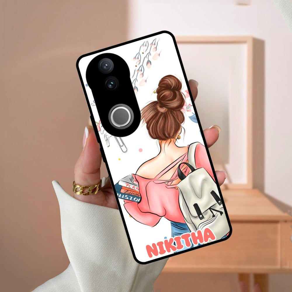 Girl With Book Glossy Metal Case Cover For Vivo