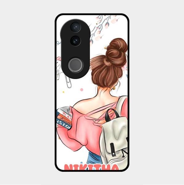 Girl With Book Glossy Metal Case Cover For Vivo V50E 5G