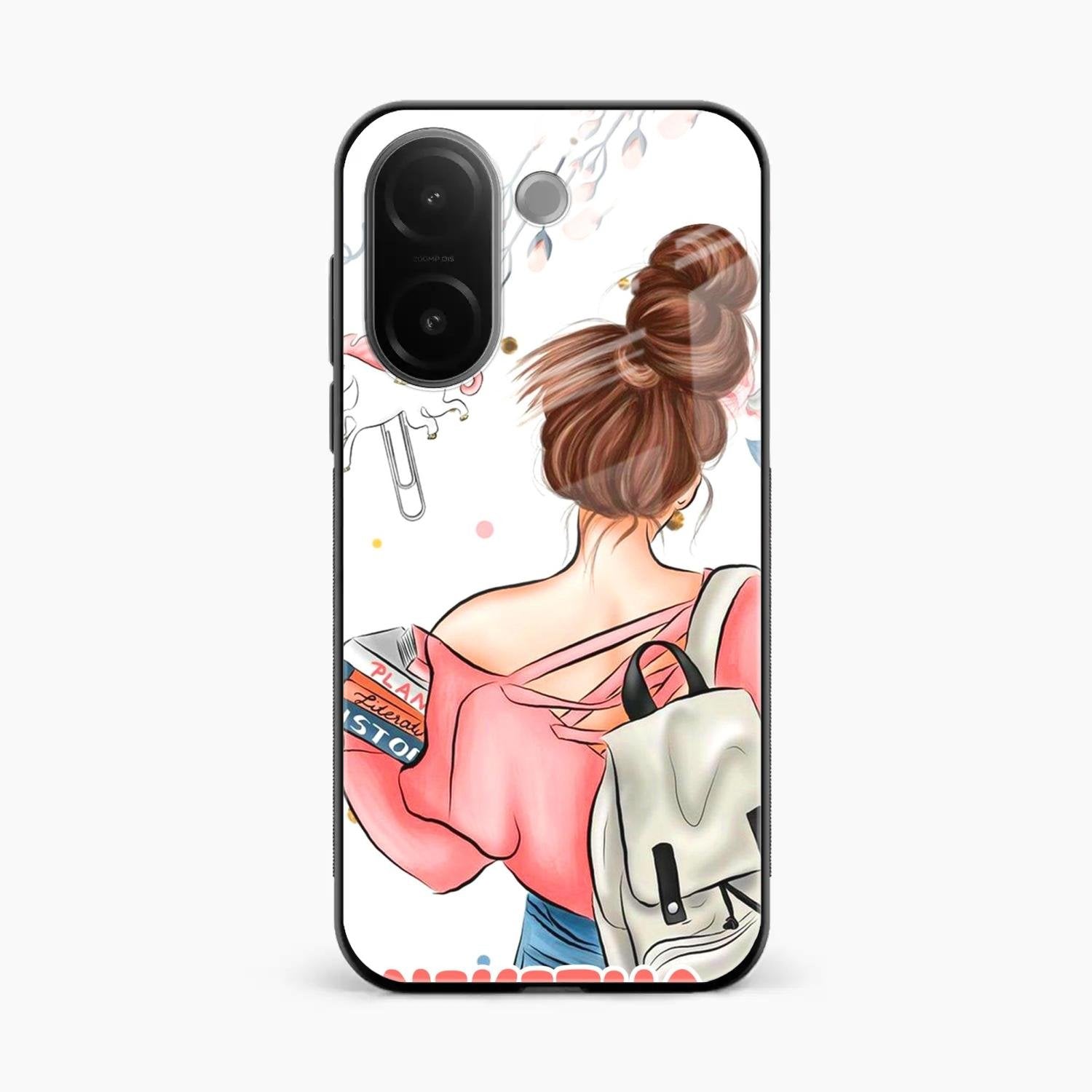Girl With Book Glossy Metal Case Cover For Vivo V60e 5G